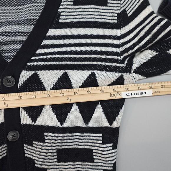 KOTO Cardigan Mens Small Black Tribal Print Southwestern Cowboy Festival Retro - Picture 11 of 13